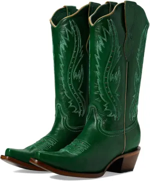 Women's Vintage Embroidered Rivet Block Heel Cowgirl Mid Calf Western Boots Fashion Studded Square Toe Pull On Chunky Heel Cowboy Knee High Boots for Women