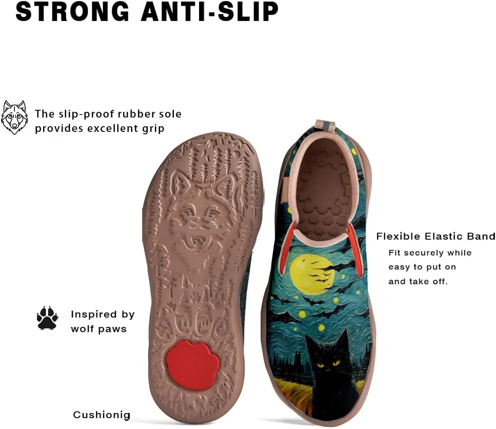 Women's Walking Casual Loafers Halloween Art Painted Travel Shoes Slip On Light Comfort Sneakers