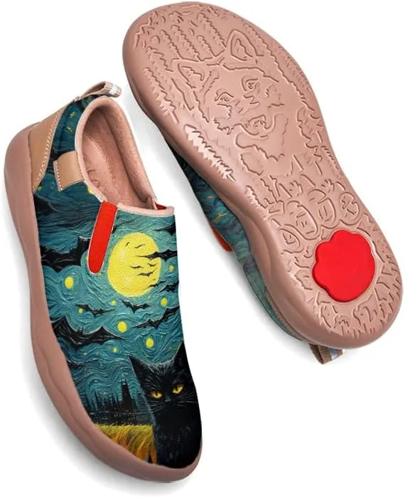 Women's Walking Casual Loafers Halloween Art Painted Travel Shoes Slip On Light Comfort Sneakers