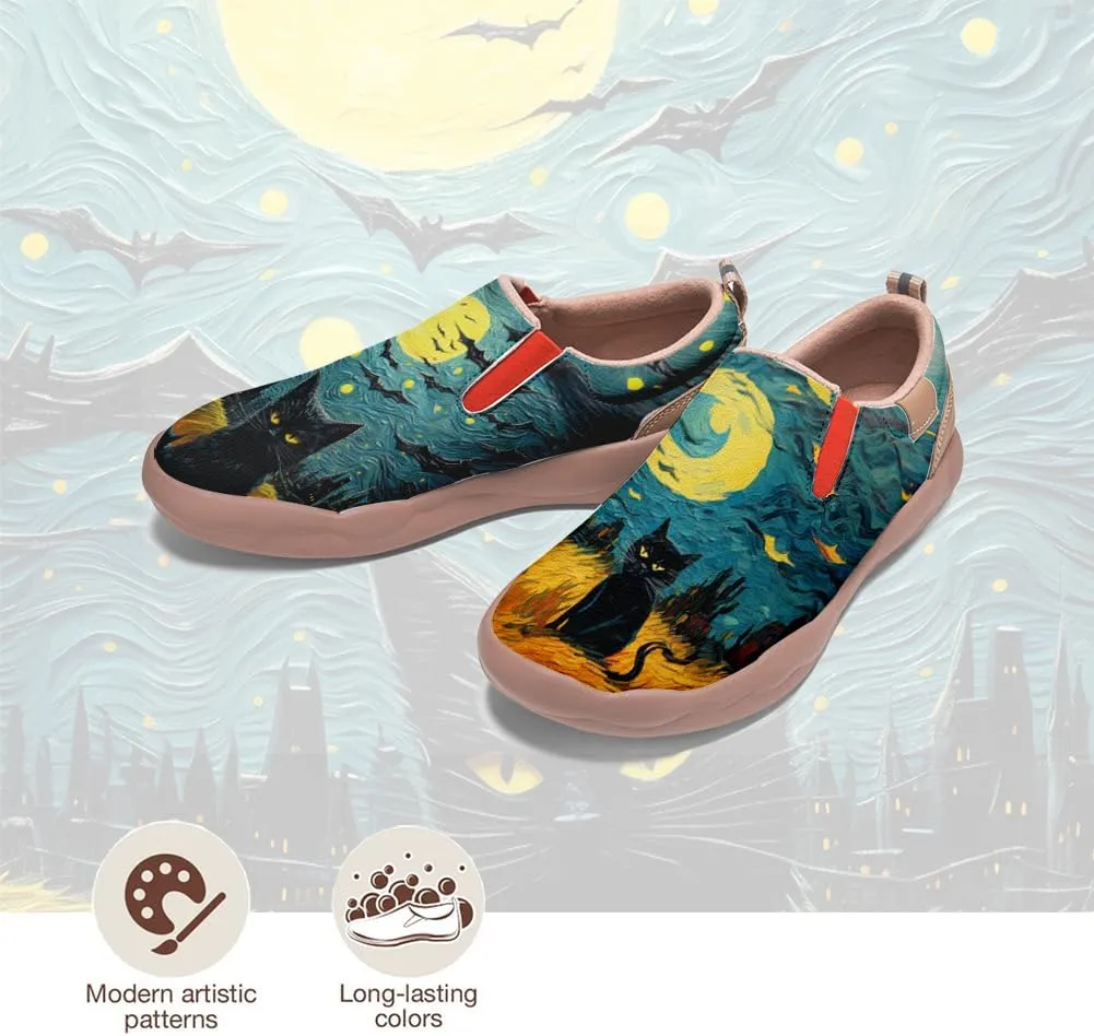 Women's Walking Casual Loafers Halloween Art Painted Travel Shoes Slip On Light Comfort Sneakers
