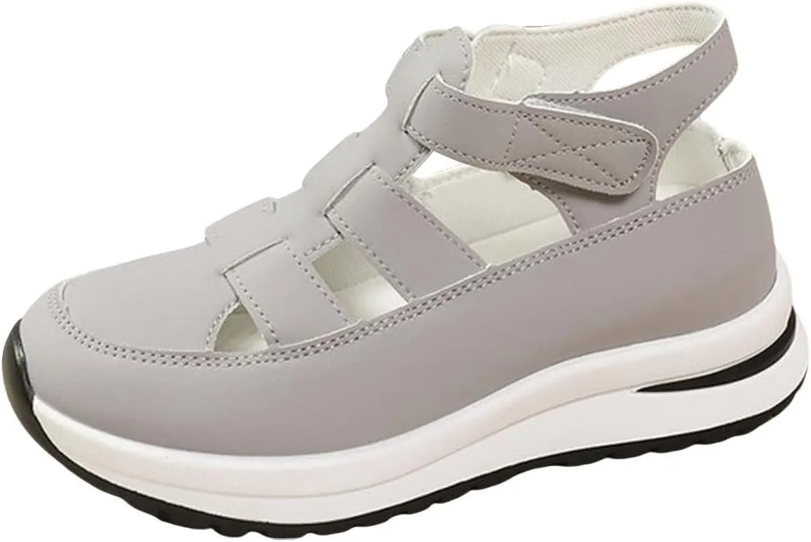 Women's Wedges Sandals Breathable Comfortable Platform Closed Toe Non Slip Sneakers Casual Hollow Out Sandals