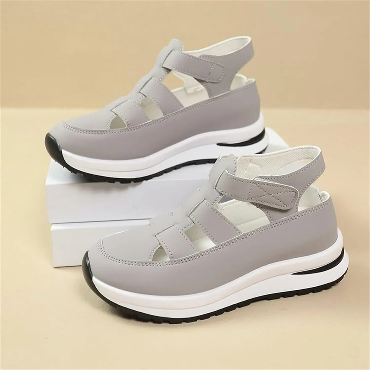 Women's Wedges Sandals Breathable Comfortable Platform Closed Toe Non Slip Sneakers Casual Hollow Out Sandals