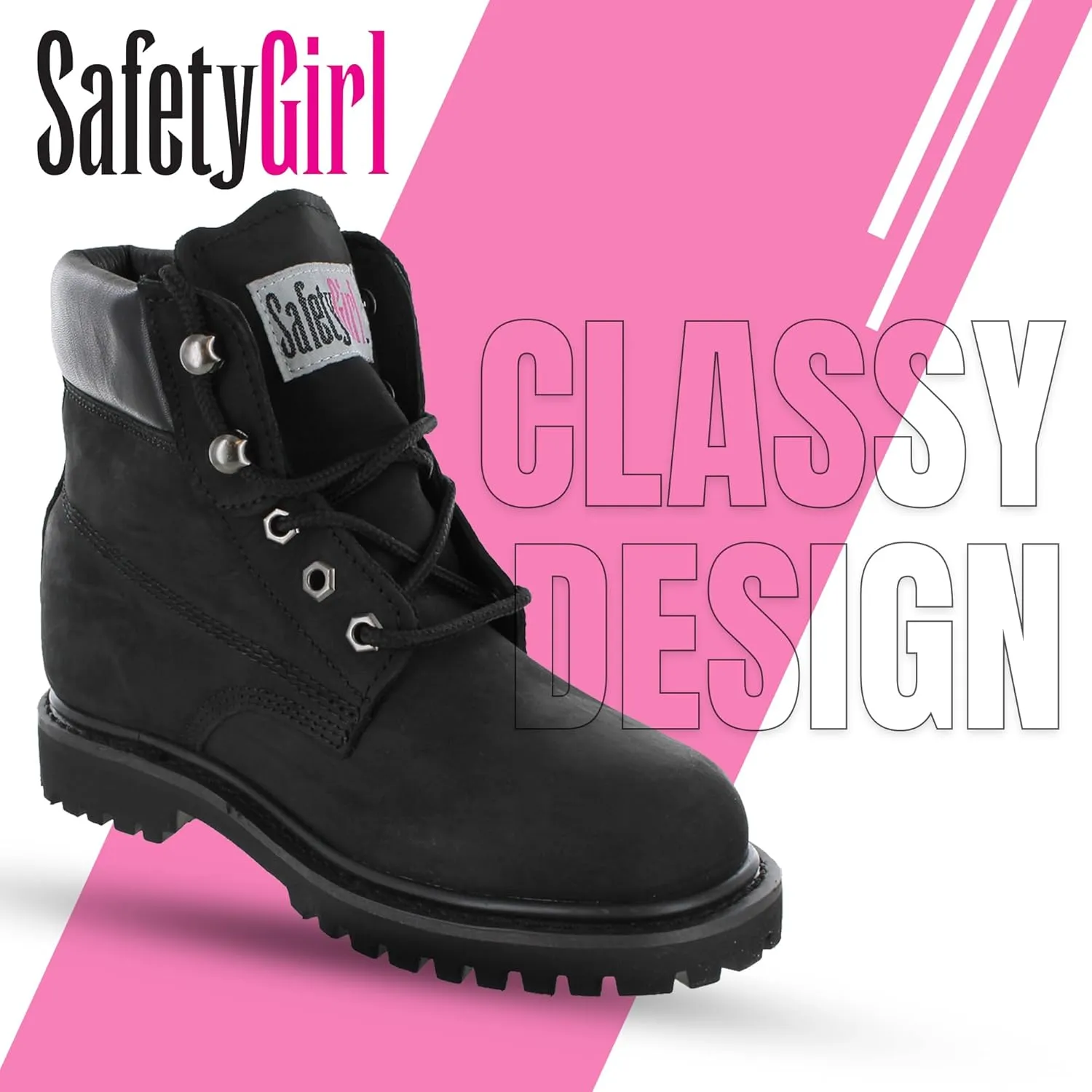 Women’s Work Boots | Waterproof Leather Work Boots for Women | Oil & Slip-Resistant Soft Toe Boots for Women | Premium Nubuck Leather | Lightweight and Comfortable | Black Leather - 9.5M
