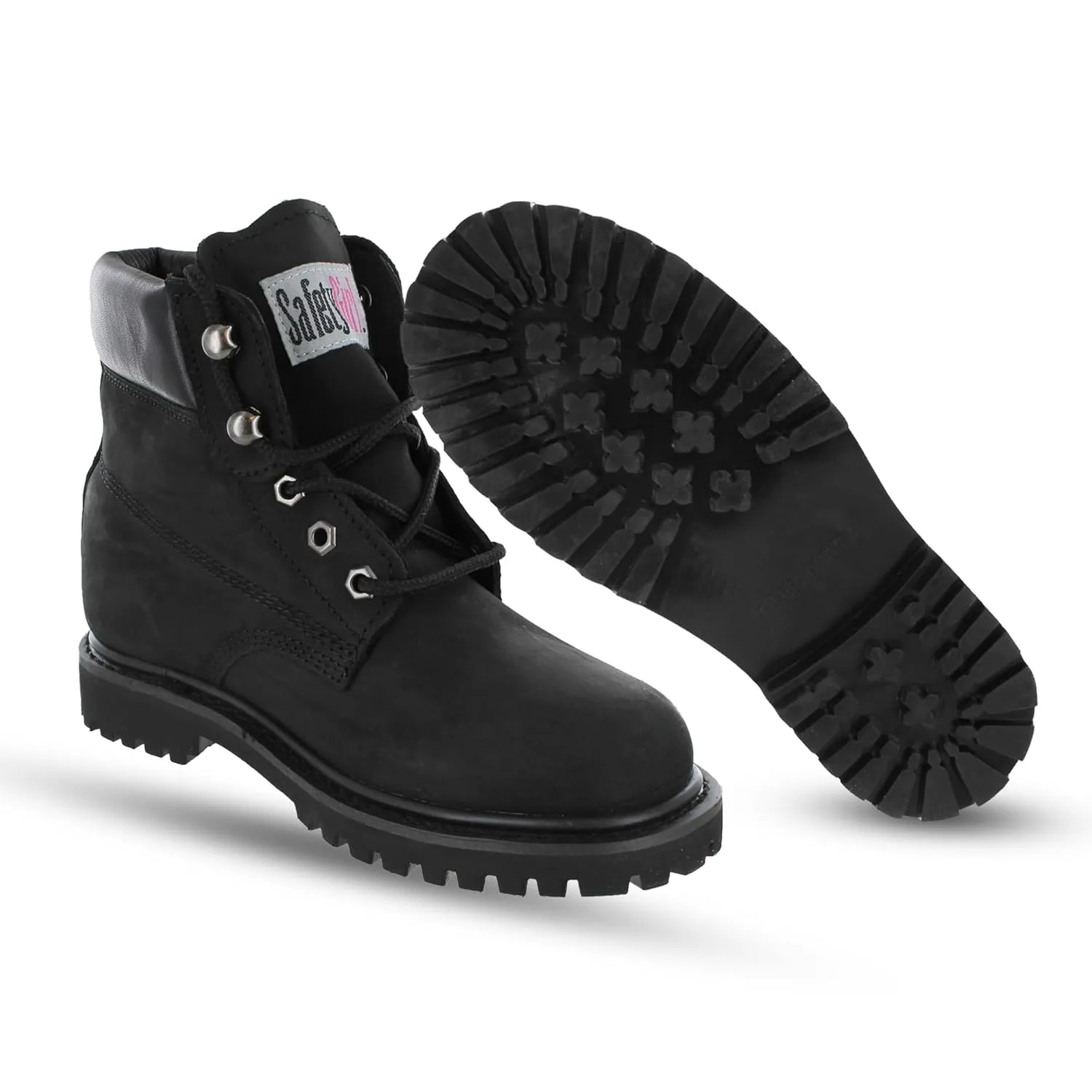 Women’s Work Boots | Waterproof Leather Work Boots for Women | Oil & Slip-Resistant Soft Toe Boots for Women | Premium Nubuck Leather | Lightweight and Comfortable | Black Leather - 9.5M
