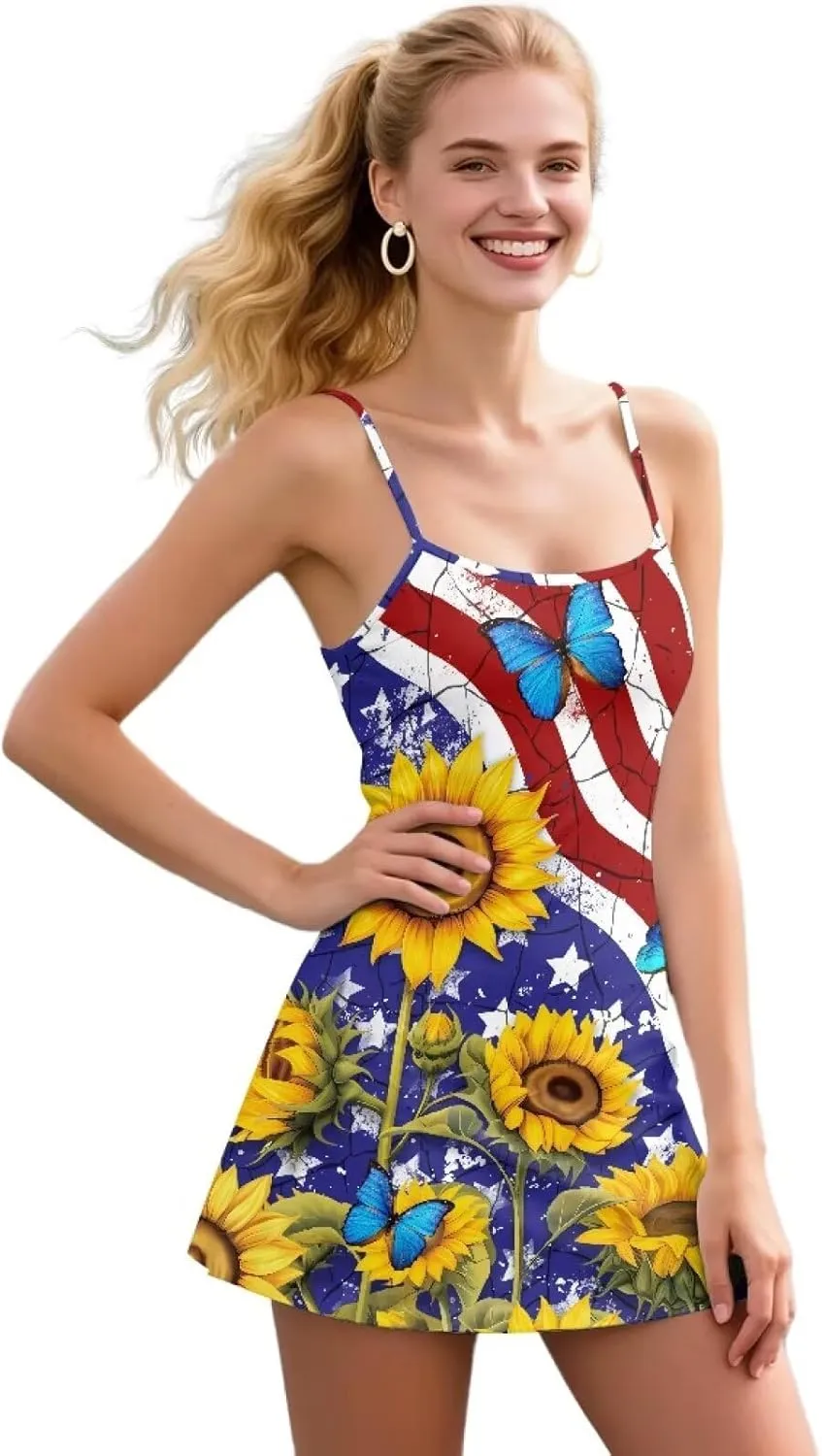 Workout Dresses for Women Tennis Sets with Shorts Underneath Spaghetti Strap Athletic Casual Sports Dress