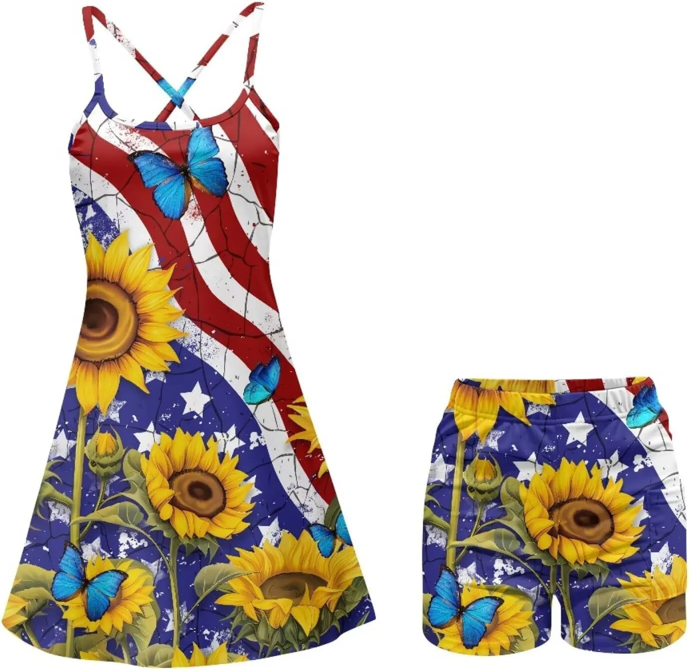 Workout Dresses for Women Tennis Sets with Shorts Underneath Spaghetti Strap Athletic Casual Sports Dress