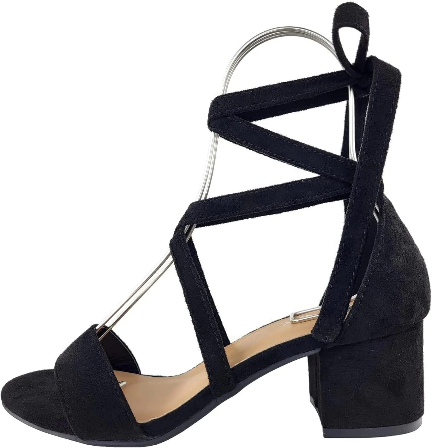 Wrap Around Comfort Low Block Heel Sandals Open Toe Strappy Tie Up