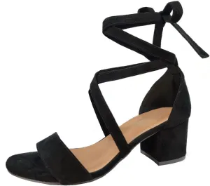 Wrap Around Comfort Low Block Heel Sandals Open Toe Strappy Tie Up