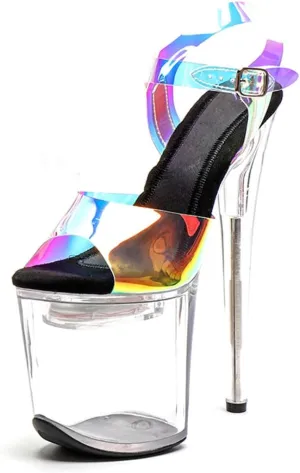 WUXIN H&P Women's CLear Platform Exotic Pole Dance Ankle-Strap Sandal 8 Inch Colorful Inner Glow Round Toe Fashion Model Sexy Stiletto Custom Dress shoes High Heel