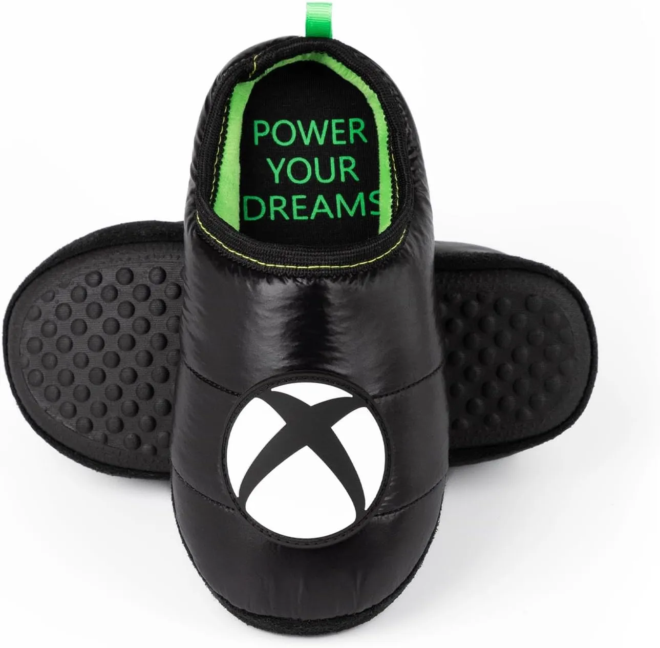 Xbox Slippers Boys Kids Teens Game Console Logo Green Black Shoes