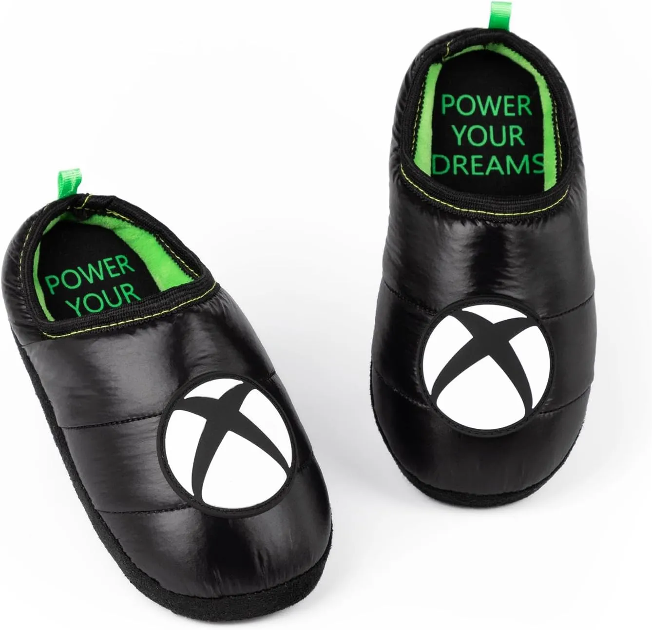 Xbox Slippers Boys Kids Teens Game Console Logo Green Black Shoes
