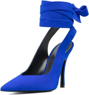XYD Women's Ankle Wrap High Heel Evening Pumps Pointed Closed Toe Strappy Tie-up Stiletto Sandals Party Dress Shoes