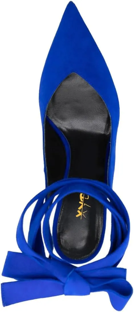 XYD Women's Ankle Wrap High Heel Evening Pumps Pointed Closed Toe Strappy Tie-up Stiletto Sandals Party Dress Shoes