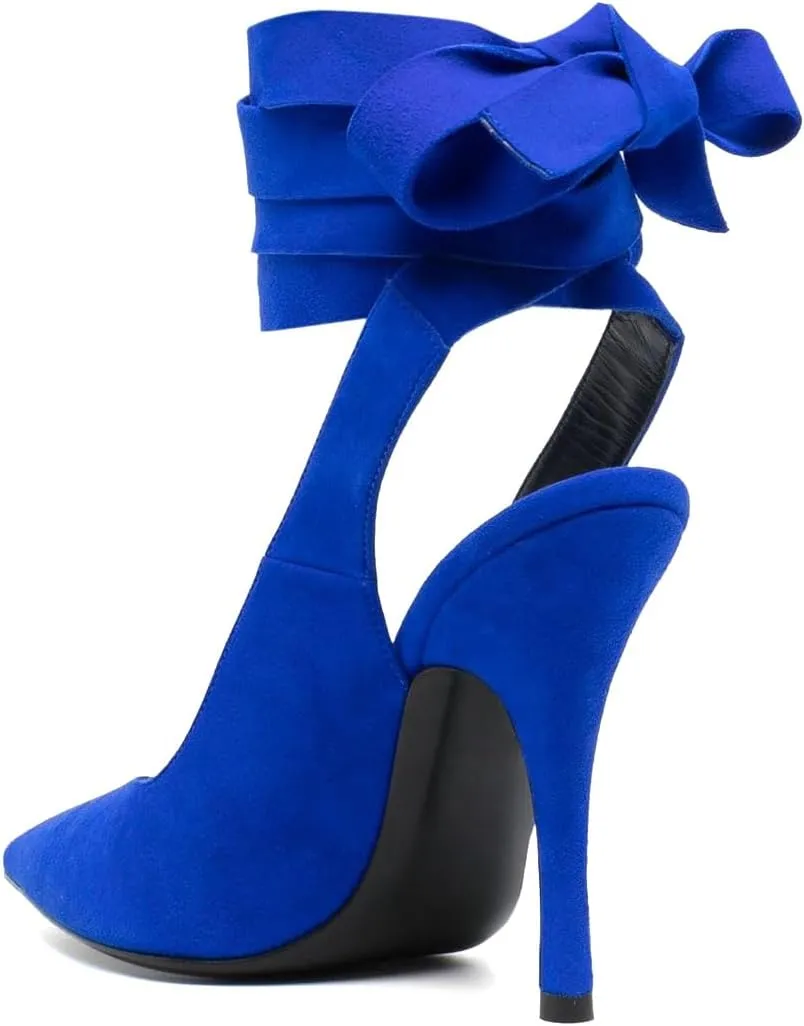XYD Women's Ankle Wrap High Heel Evening Pumps Pointed Closed Toe Strappy Tie-up Stiletto Sandals Party Dress Shoes