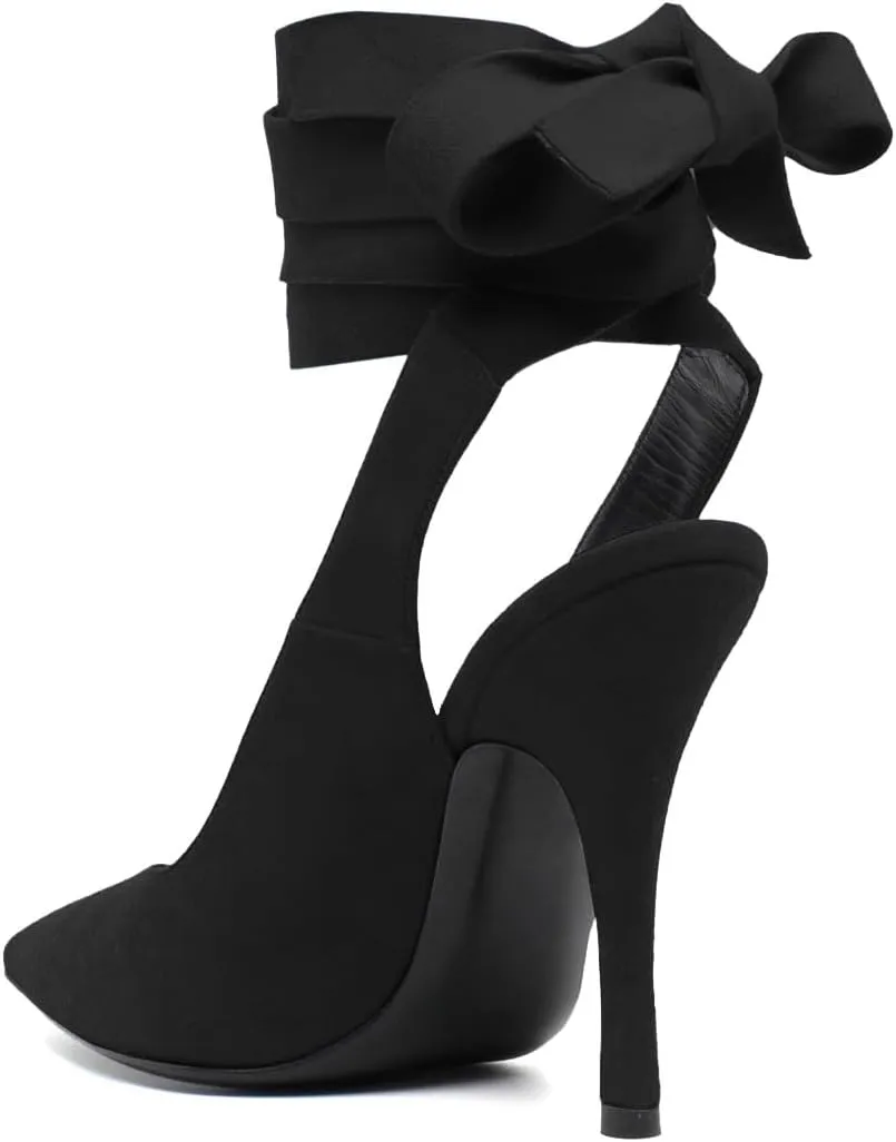 XYD Women's Ankle Wrap High Heel Evening Pumps Pointed Closed Toe Strappy Tie-up Stiletto Sandals Party Dress Shoes