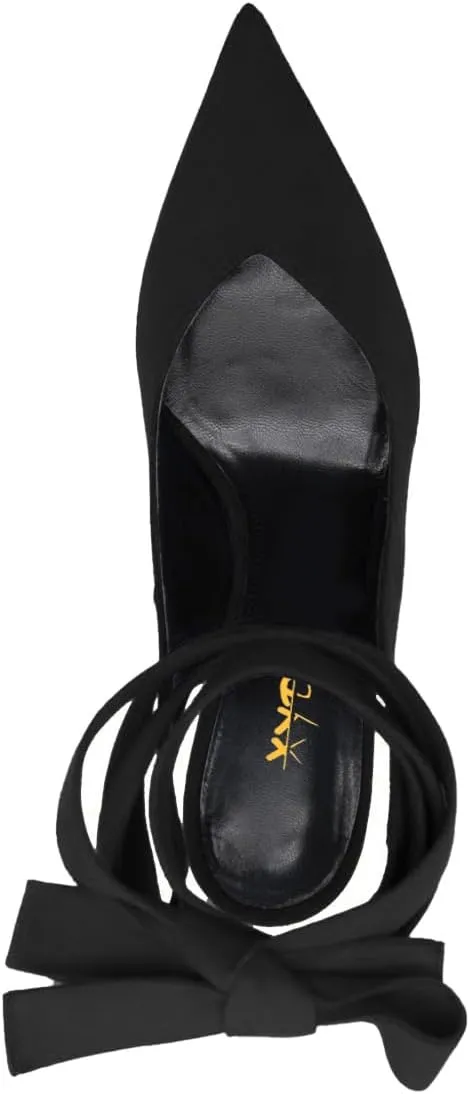 XYD Women's Ankle Wrap High Heel Evening Pumps Pointed Closed Toe Strappy Tie-up Stiletto Sandals Party Dress Shoes