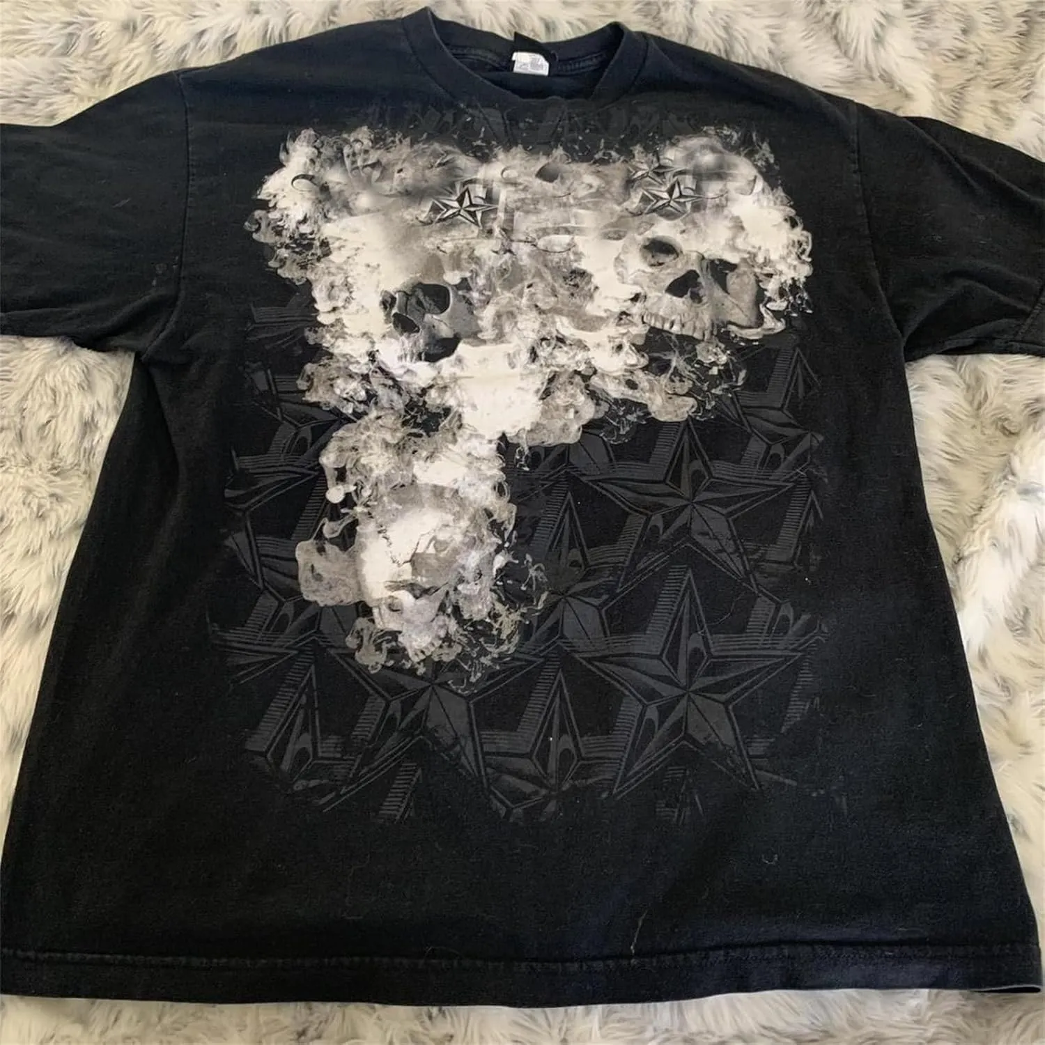 Y2k Fairy Grunge Clothes for Women Gothic Skull Skeleton Graphic Print Tees Shirts 90s Vintage Aesthetic Crop Tops
