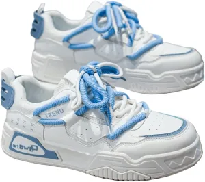 Y2K Lace Up Skate Sneakers Low Top Breathable Flat Casual Shoes for Summer Outdoor Walking Streetwear Style Soft Comfortable Soles