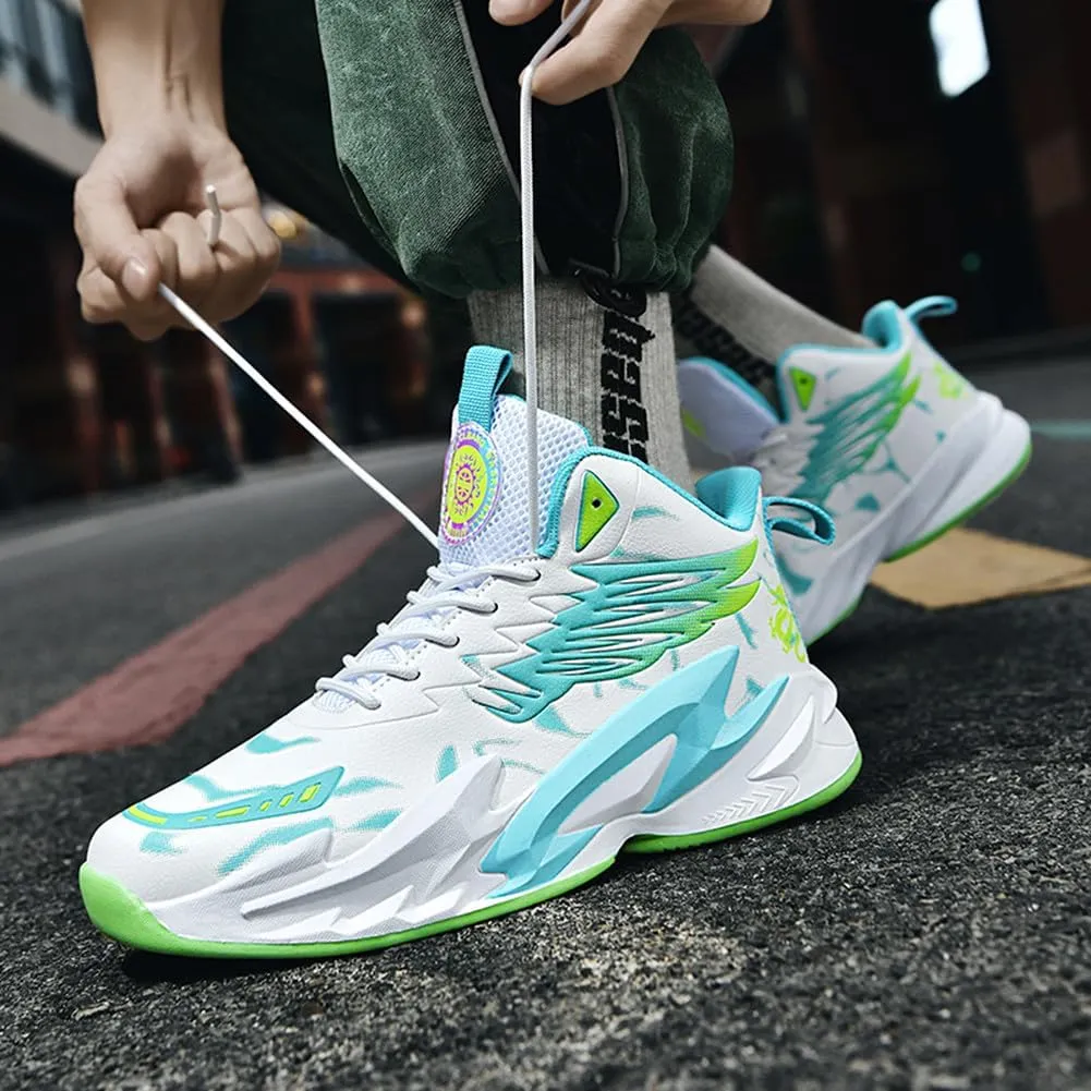 YAXE Unisex High Top Basketball Shoes Lightweight Comfortable Non Slip Fashion Running Sneakers