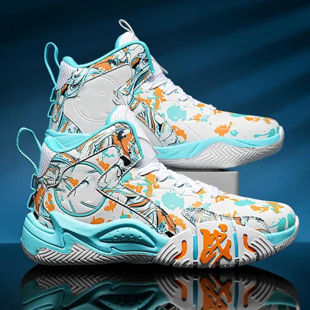 YAXE Unisex High Top Basketball Shoes Lightweight Comfortable Non Slip Fashion Running Sneakers
