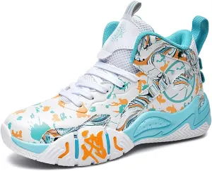 YAXE Unisex High Top Basketball Shoes Lightweight Comfortable Non Slip Fashion Running Sneakers