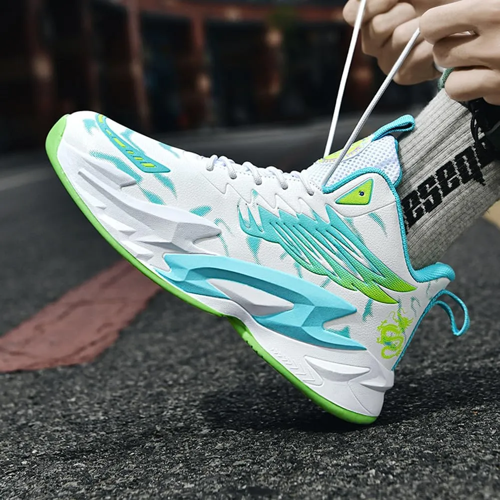 YAXE Unisex High Top Basketball Shoes Lightweight Comfortable Non Slip Fashion Running Sneakers