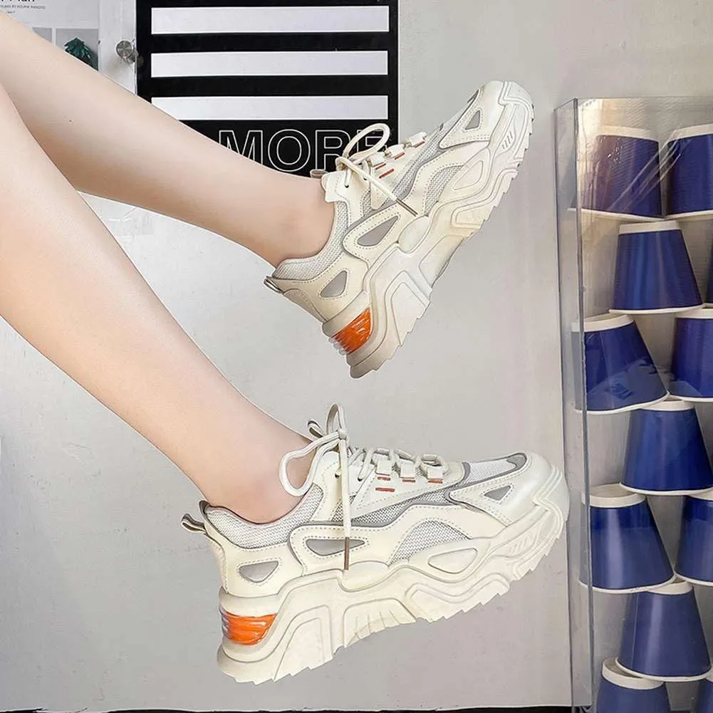 YYSPR Women's Fashion Platform Lace Up Sneakers Lightweight Walking Running Shoes