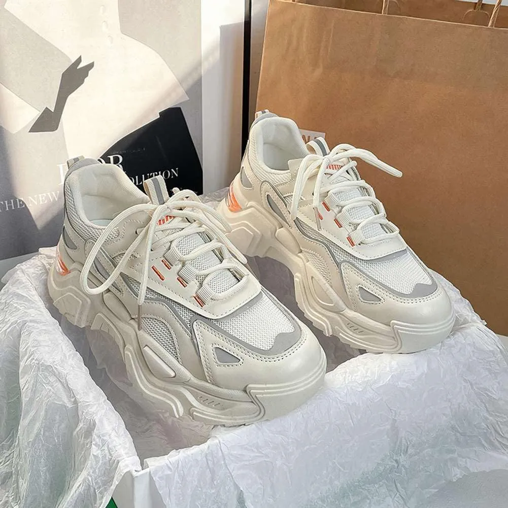 YYSPR Women's Fashion Platform Lace Up Sneakers Lightweight Walking Running Shoes