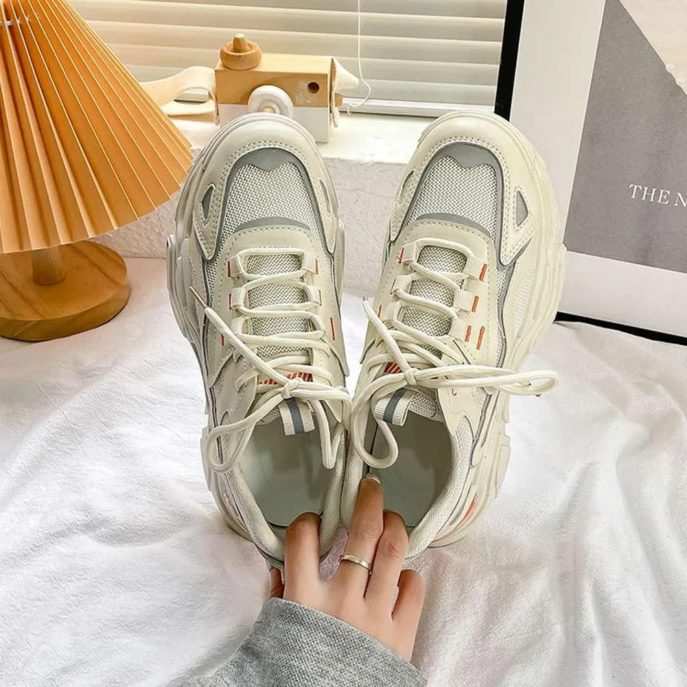 YYSPR Women's Fashion Platform Lace Up Sneakers Lightweight Walking Running Shoes