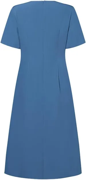 ZANZEA Summer Dresses for Women 2024 Short Sleeve Faux Wrap V Neck Sundress Pleated Cocktail Party Casual Midi Dress