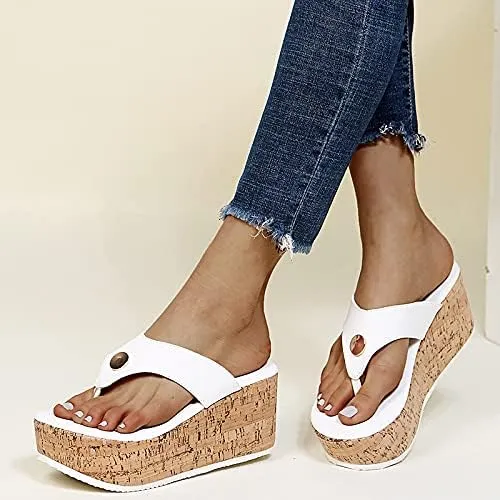 ZBYY Flip Flops Sandals for Women Summer Platform Wedge Sandals Casual Beach Outdoor Thong Sandals High Heels Shoes