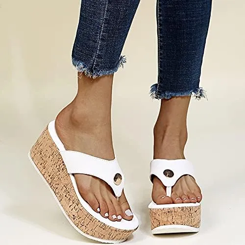 ZBYY Flip Flops Sandals for Women Summer Platform Wedge Sandals Casual Beach Outdoor Thong Sandals High Heels Shoes