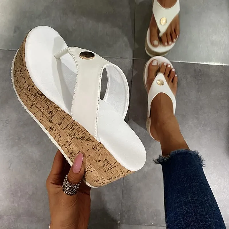 ZBYY Flip Flops Sandals for Women Summer Platform Wedge Sandals Casual Beach Outdoor Thong Sandals High Heels Shoes