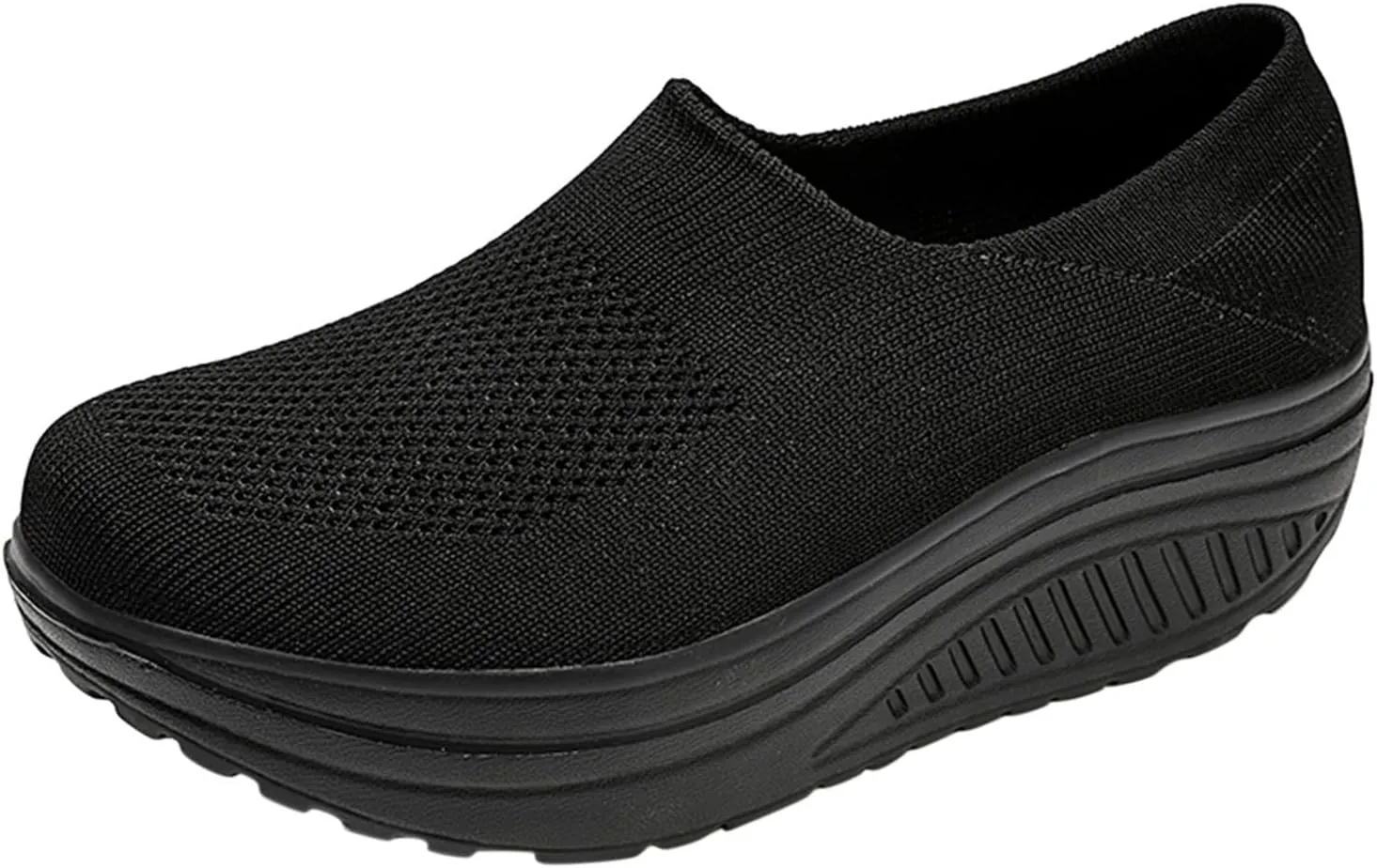 ZBYY Walking Shoes for Women Summer Arch Support Slip On Sneakers Breathable Comfortable Wedge Platform Loafers