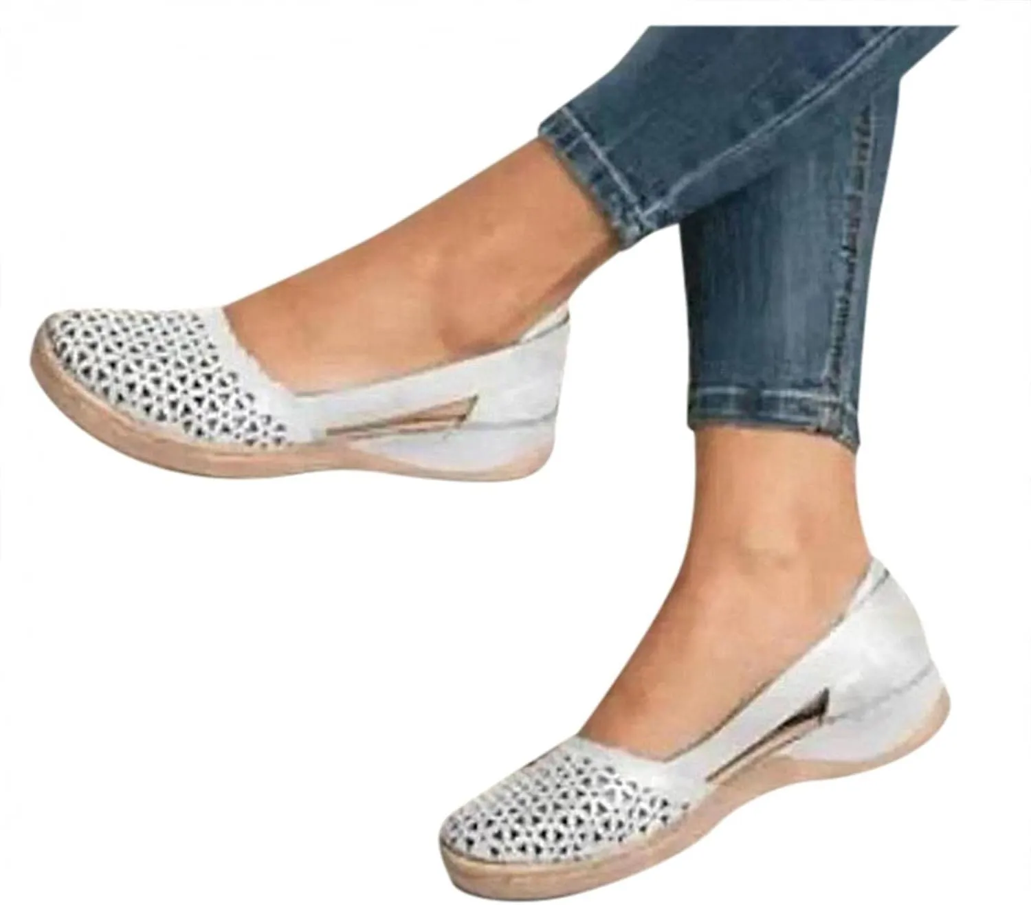 ZBYY Womens Cutout Sandals Summer Hollow Out Pumps Sandals Closed Toe Dress Wedge Sandals Breathable Walking Shoes