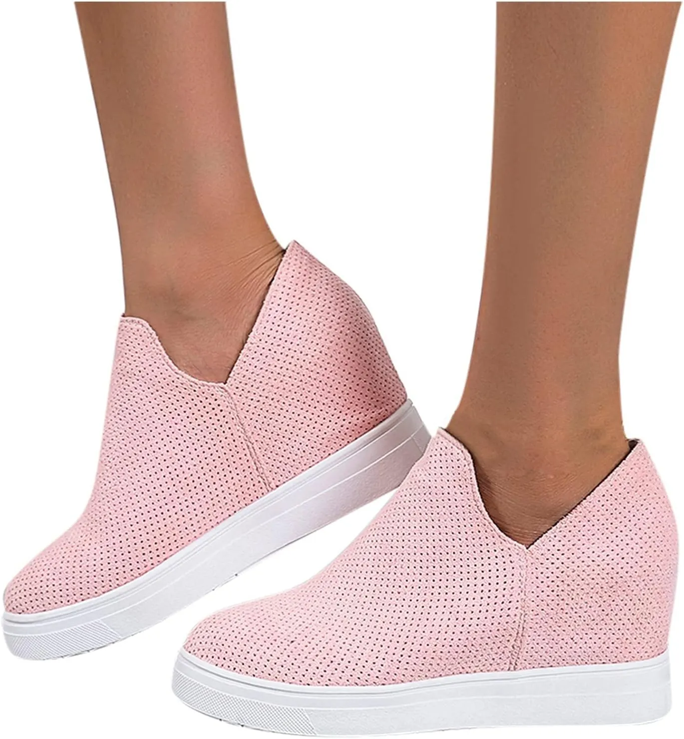 ZBYY Women's Platform Sneakers Hidden Heel Wedge Booties Canvas Shoes Fashion Walking Slip On Breathable Sneakers