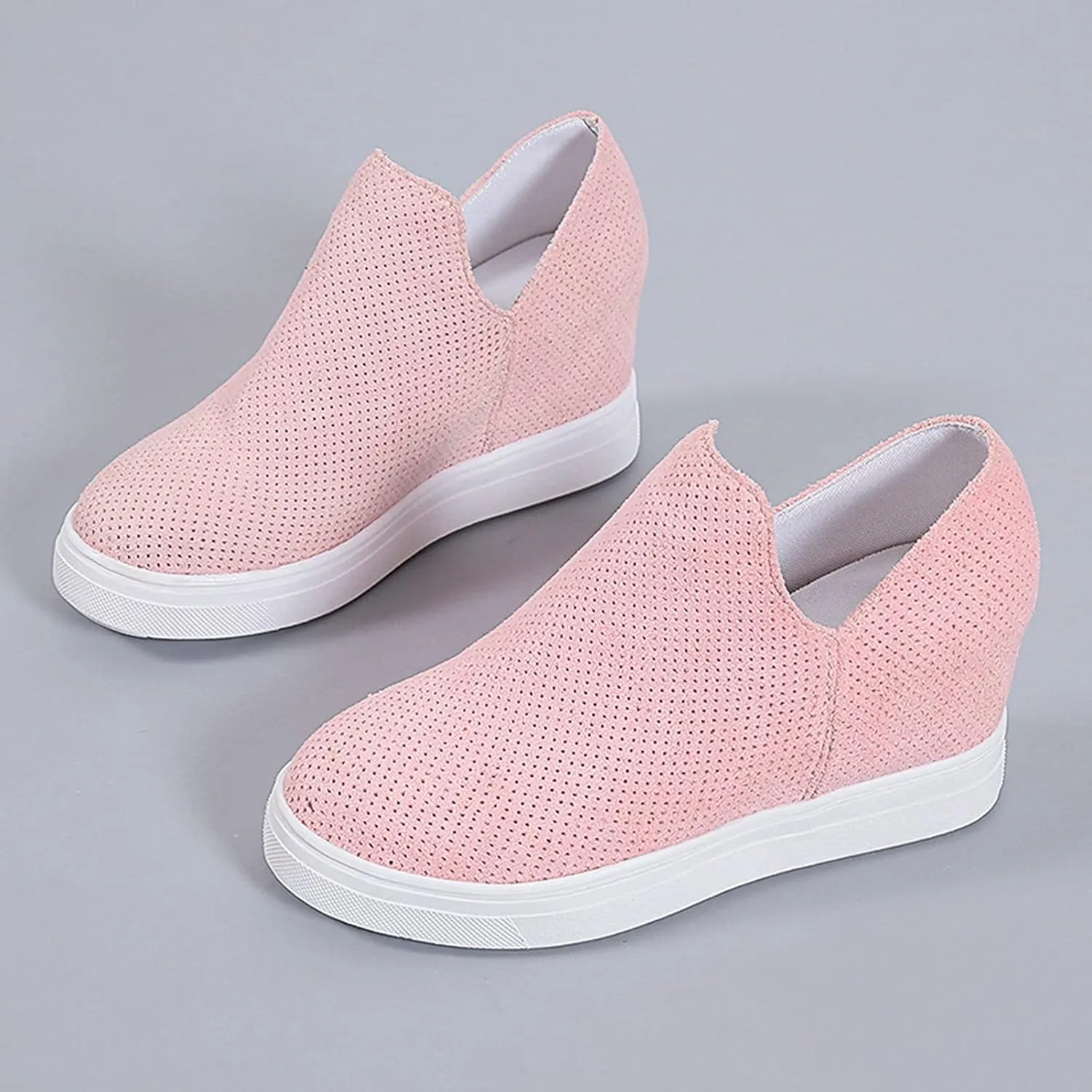 ZBYY Women's Platform Sneakers Hidden Heel Wedge Booties Canvas Shoes Fashion Walking Slip On Breathable Sneakers