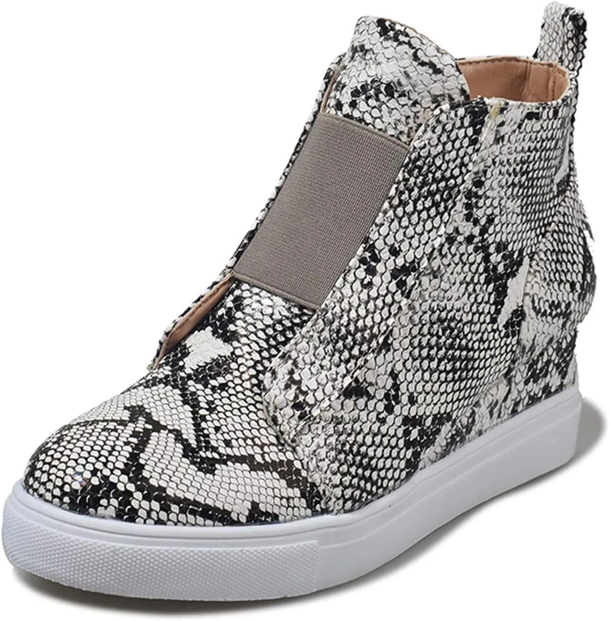ZBYY Women's Platform Wedge Sneakers,Fashion Summer Hidden Ankle Heel Platform Wedge Booties Hidden with Side Zipper