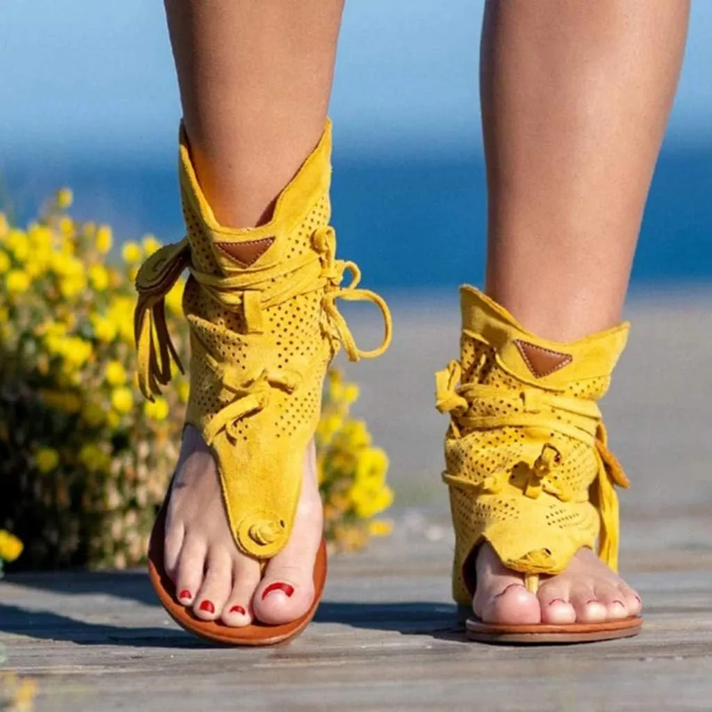 ZBYY Womens Suede Tassels Thong Flat Sandals Girls Gladiator Summer Bohemian Flip Flops Fringe Roman Beach Shoes
