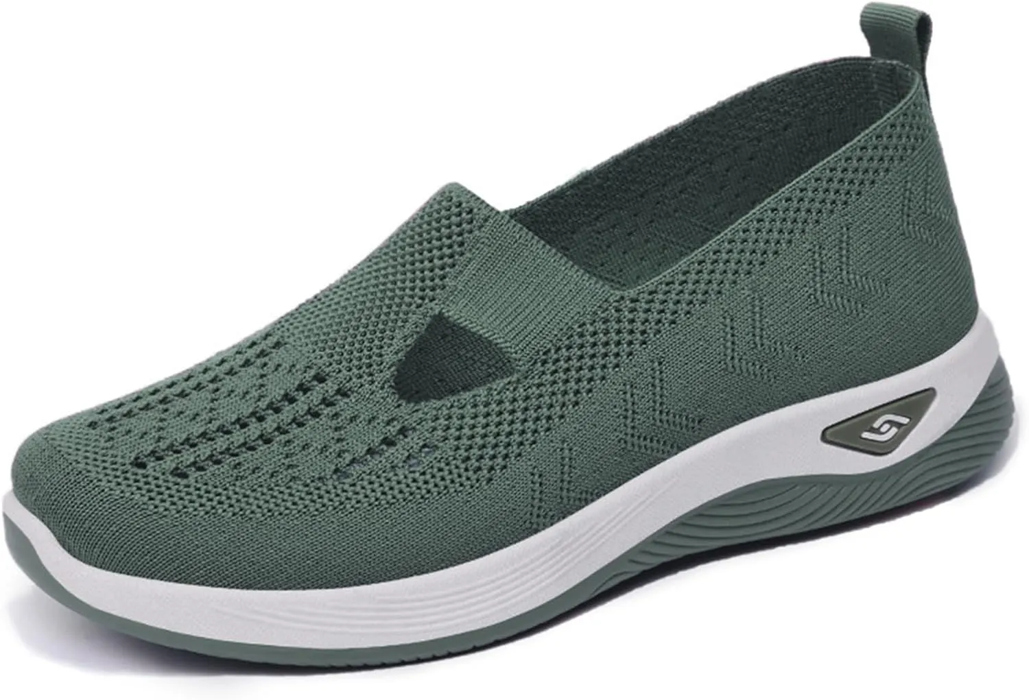 ZWRXW Orthopedic Flats for Women Lightweight Comfortable Arch Support Sneaker Breathable Knitted Soft Non-Slip Mesh Up Footwear Woven Work Walking Shoe